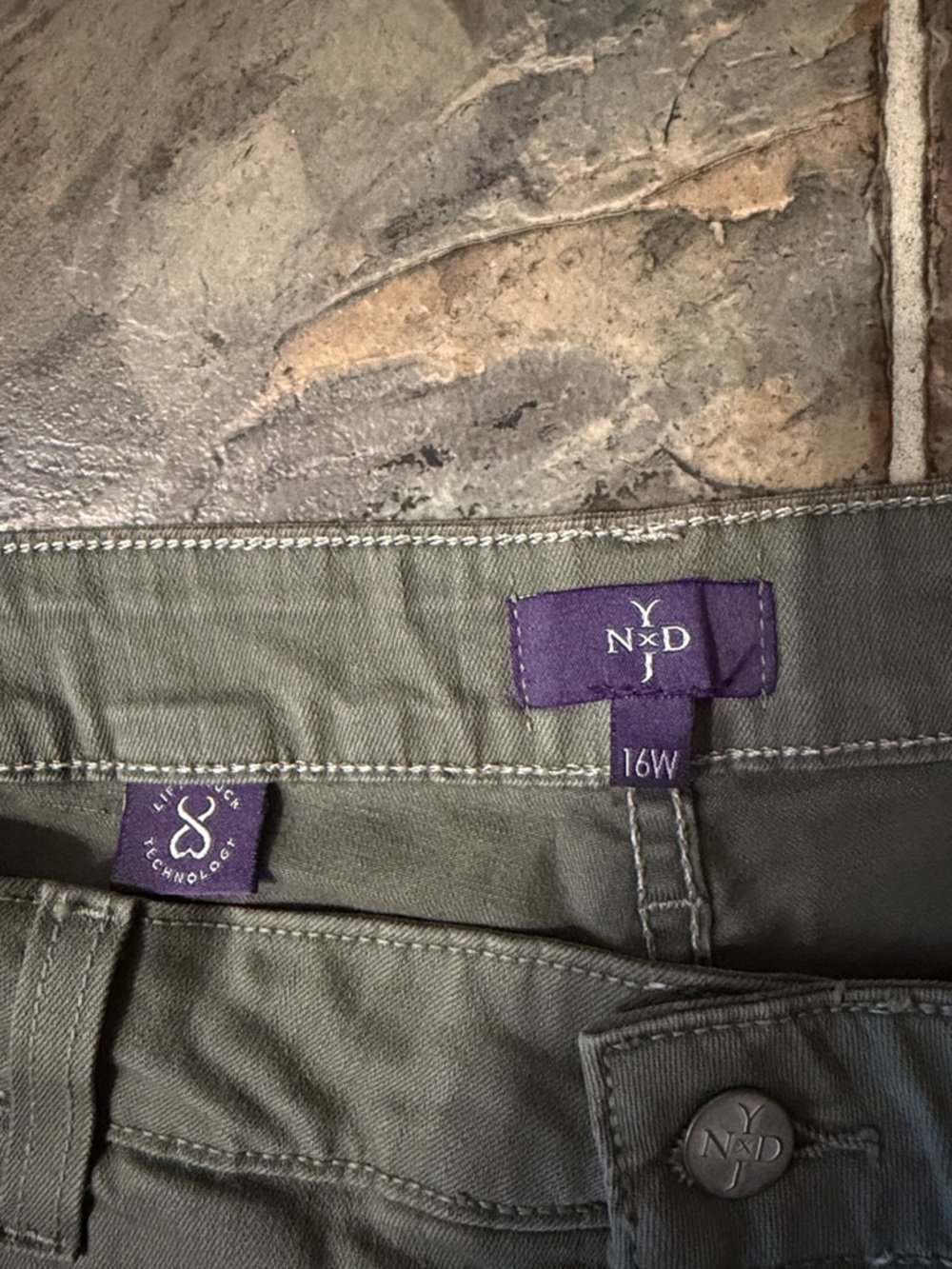 NYDJ Olive Roll-Cuff Bermuda Shorts - Picture 2 of 3